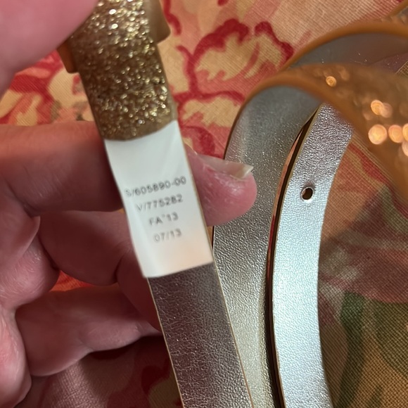 Vtg GAP Size XXL Glitter Metallic Gold Disco Belt Gold Closure SKINNY BELT NEW - Picture 9 of 16